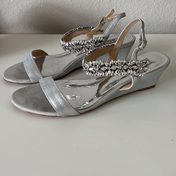 Badgley Mischka Jeweled Strap Wedges - Picture 3 of 7